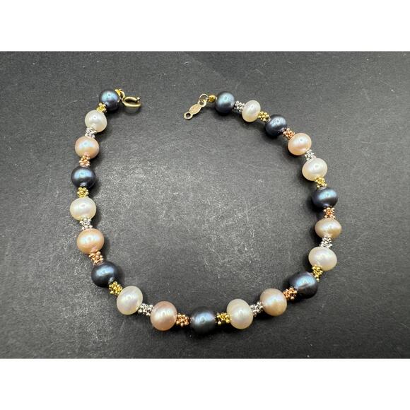 Unbranded Jewelry - Vtg Fresh Water Pearl Bracelet Multicolor W/ 14K Solid Yellow Gold Clasp Sz 6.75